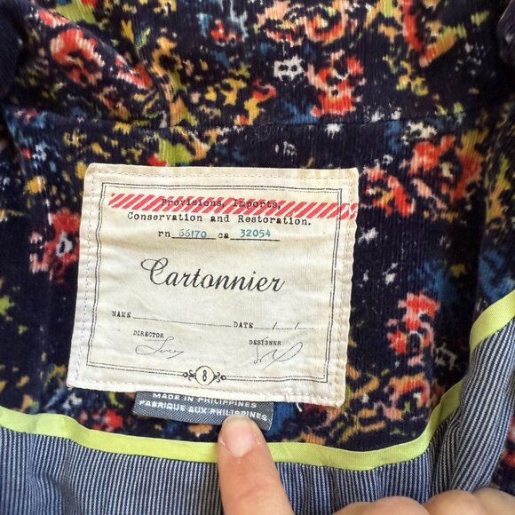 ANTHROPOLOGIE CARTONNIER DUSK GARDEN CORD BLAZER JACKET SZ 8 - Picture 2 of 6